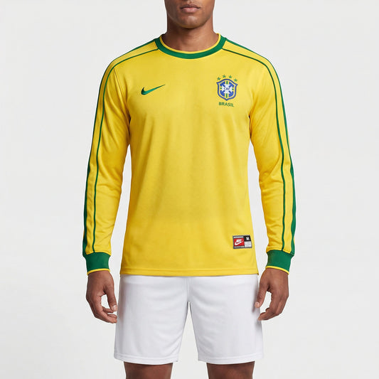 Brazil Home Retro Long Sleeve Jersey 1998 - Fan Version